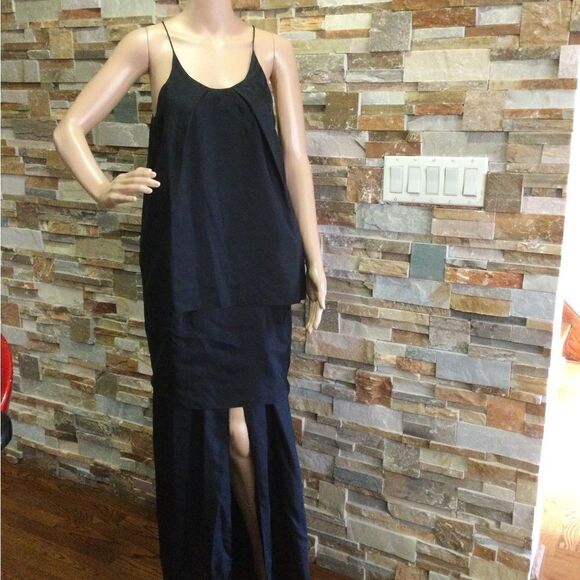 ACNE  Black Satya Layered Crepe Maxi Dress - Picture 1 of 9